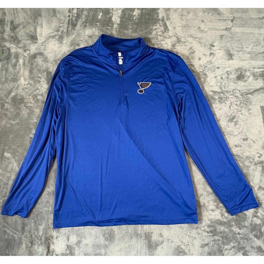 Fanatics Mens St Louis Blues NHL Quarter Zip Pullover XL Blue Performance Fabric